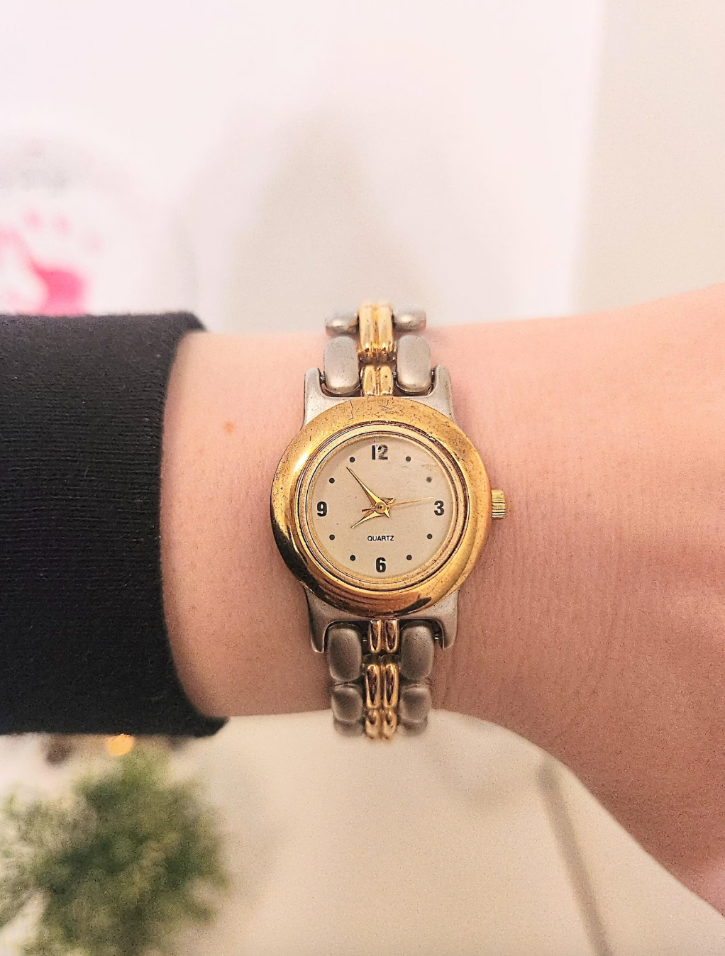 Vintage Yves Rocher Silver/Gold Two-Tone Watch.
