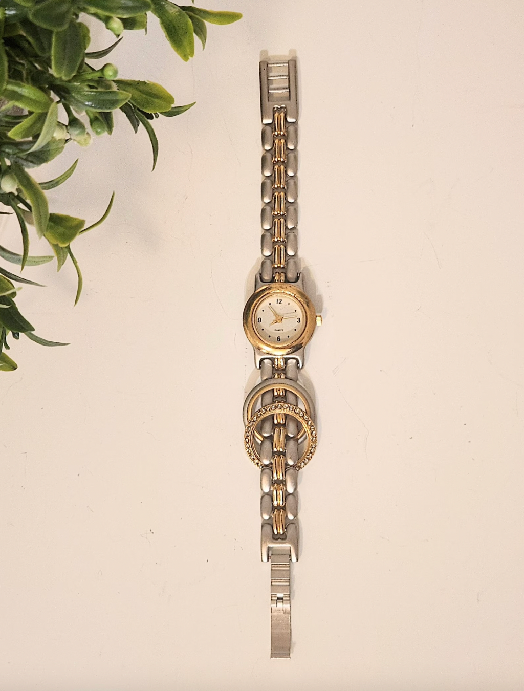 Vintage Yves Rocher Silver/Gold Two-Tone Watch.