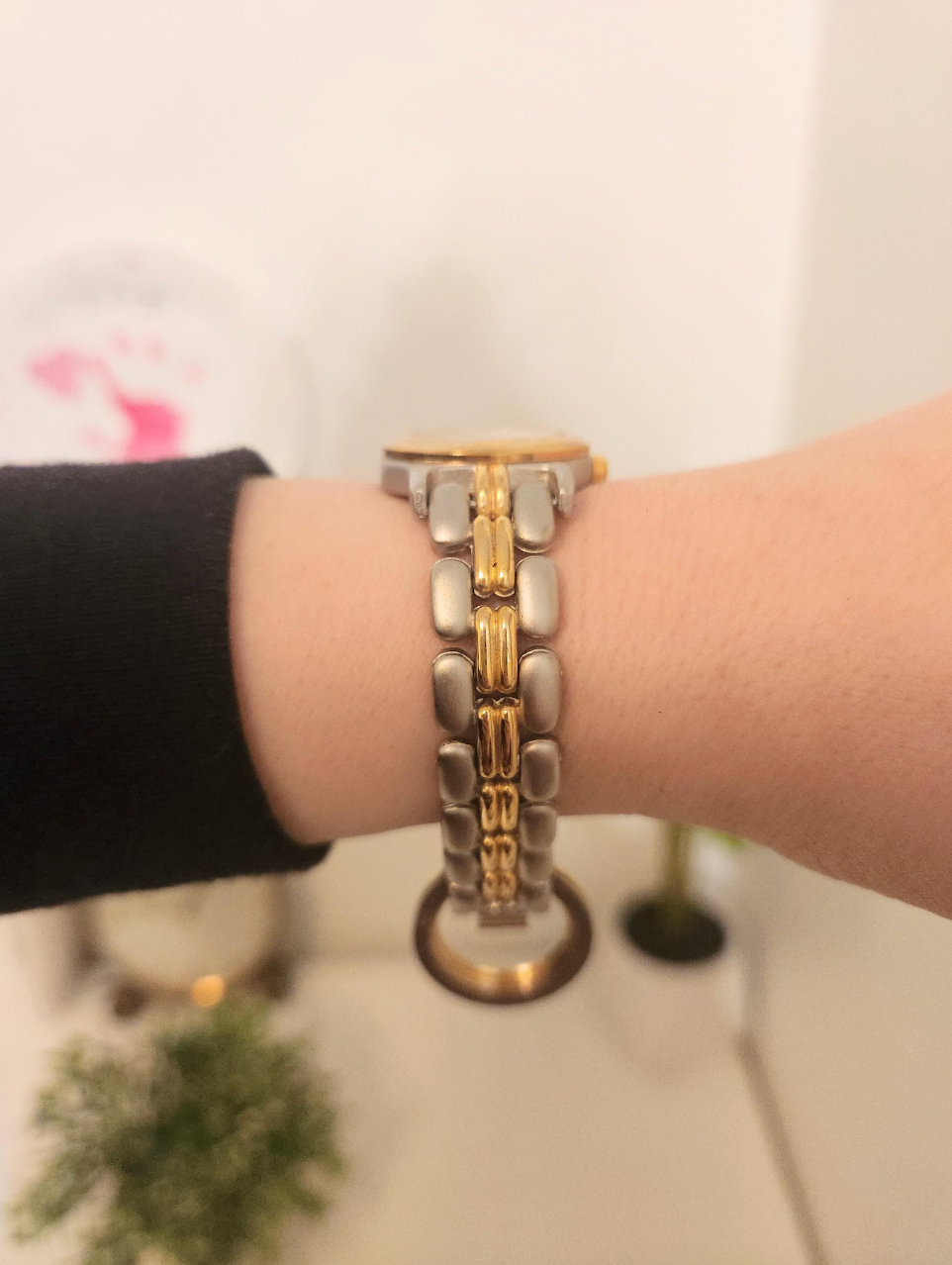 Vintage Yves Rocher Silver/Gold Two-Tone Watch.