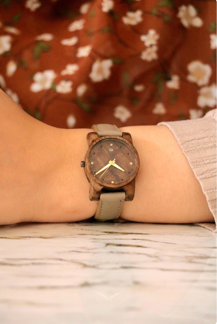 Handmade Walnut Wood Watch.