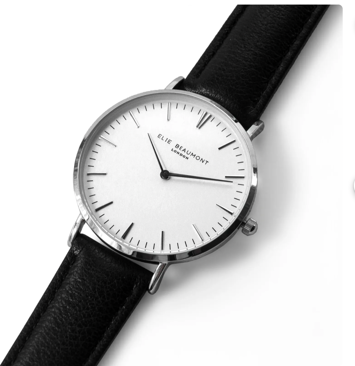 Ladies Black Leather Watch.