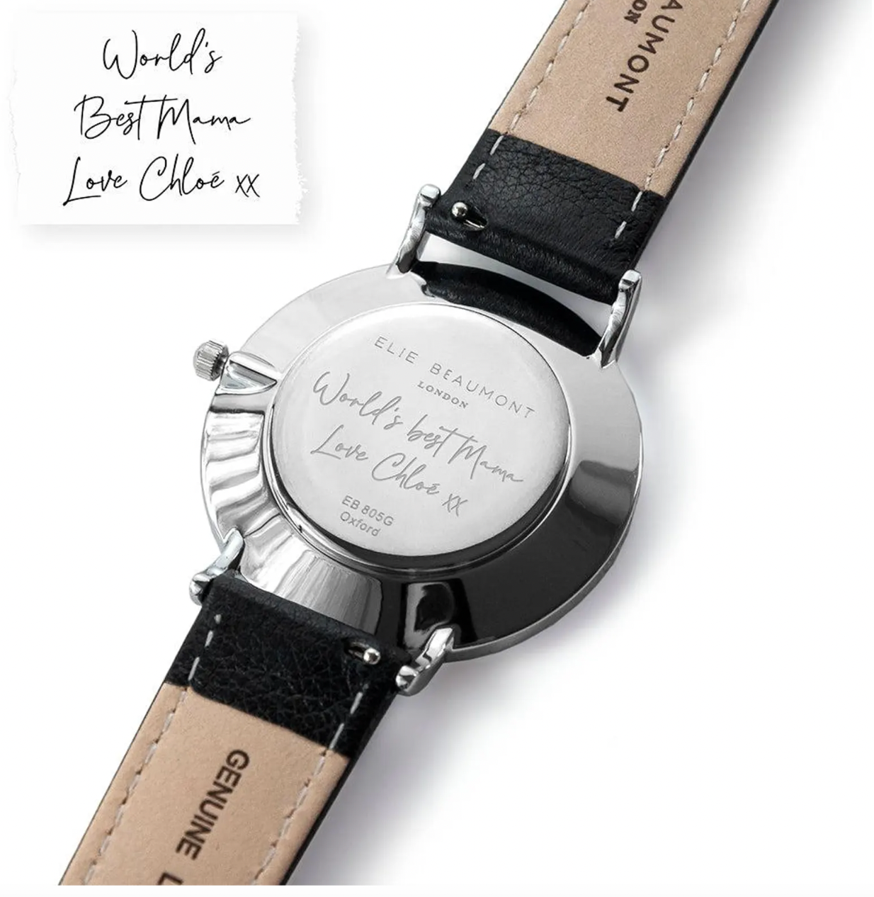 Ladies Black Leather Watch.