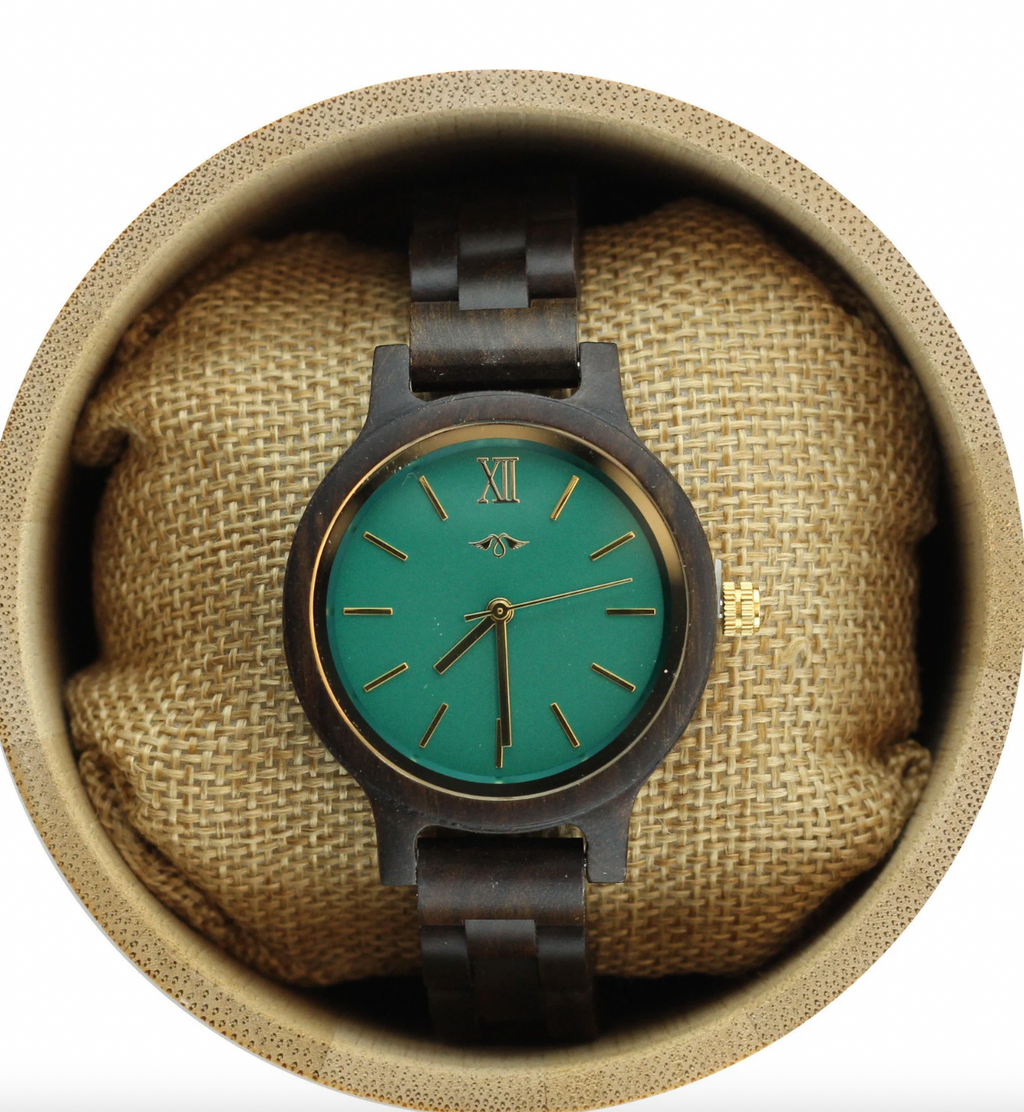 Engraved Black Sandalwood Women’s Watch.