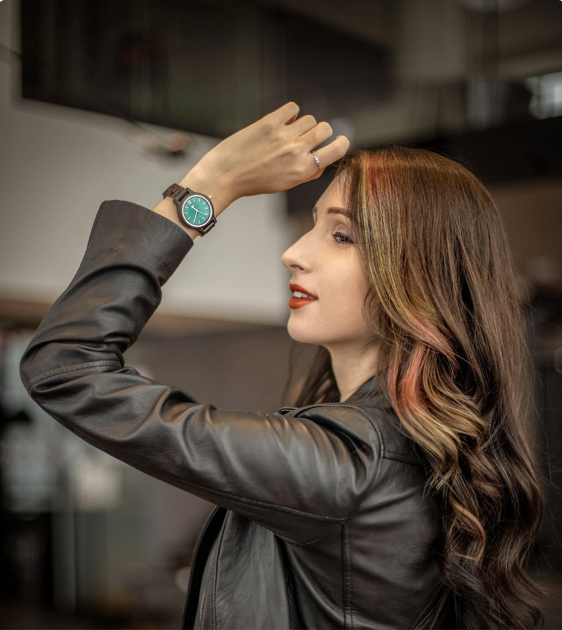 Engraved Black Sandalwood Women’s Watch.